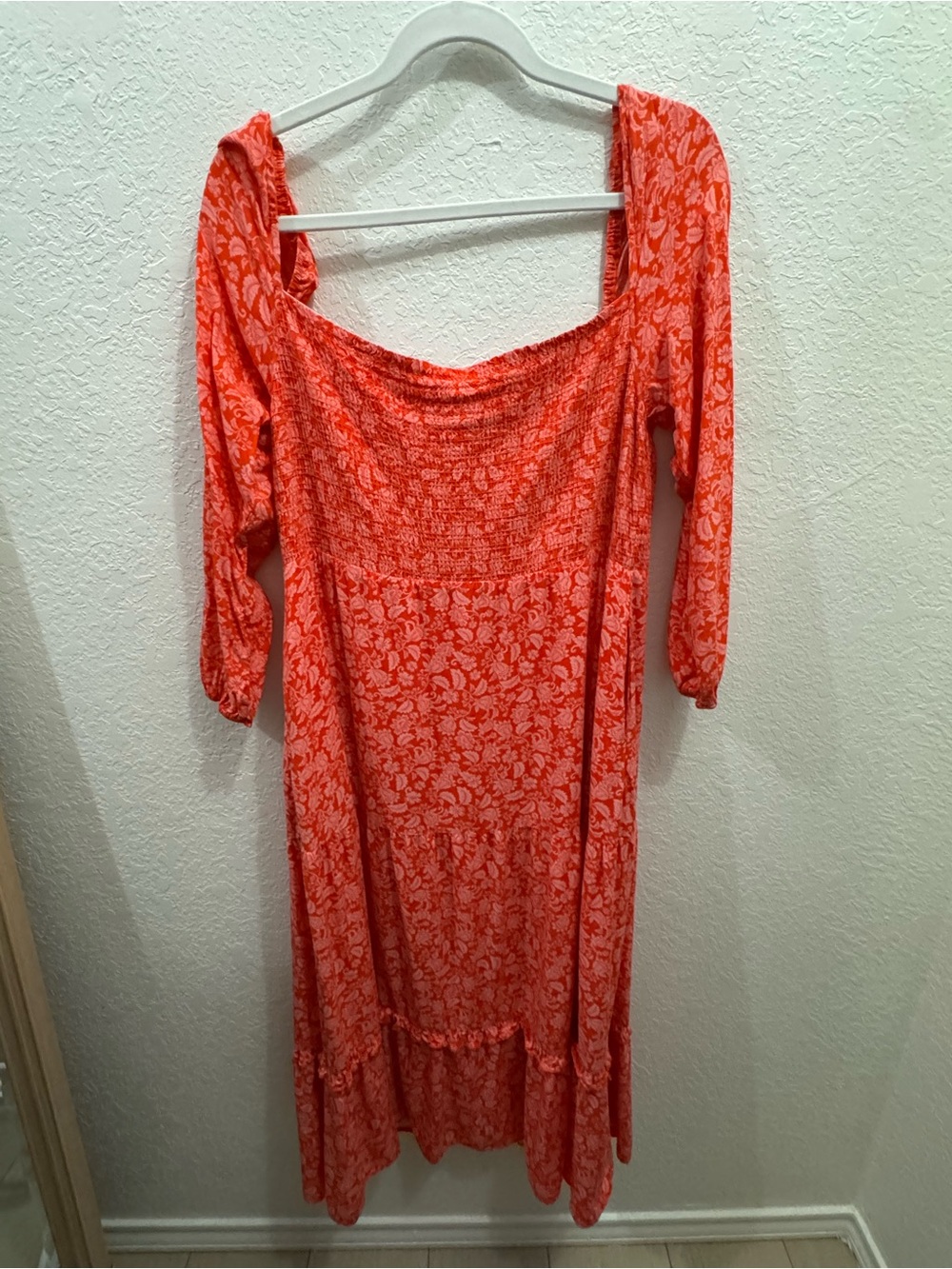 Anthropologie x Dolan Prairie Fairy Romantic Tiered Maxi Dress SM Orange Floral
